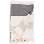 Aspendos XL Herringbone Throw Blanket  - 60X90 Inches, Black-Beige