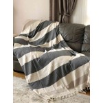 Aspendos XL Herringbone Throw Blanket  - 60X90 Inches, Black-Beige