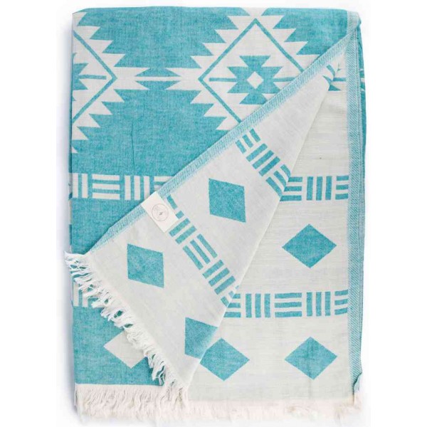 Belize XL Dual Layer Throw Blanket  - 78X94 Inches, Aqua