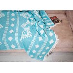 Belize XL Dual Layer Throw Blanket  - 78X94 Inches, Aqua