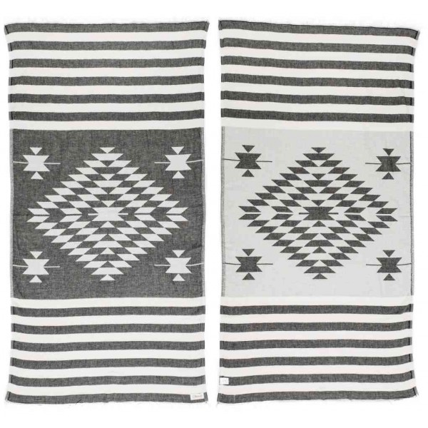 Carmen Dual-Layer Turkish Towel -37X70 Inches, Black