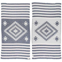 Carmen Dual-Layer Turkish Towel -37X70 Inches, Dark Blue