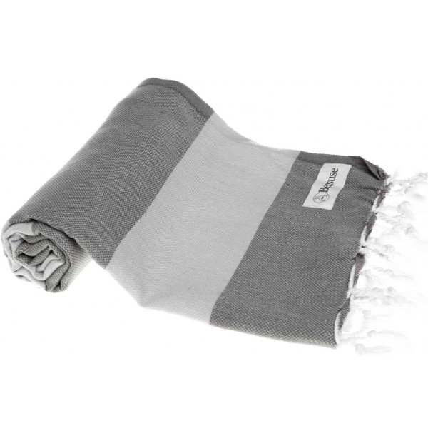 Cayman Turkish Towel - 37X70 Inches, Anthracite/Silver