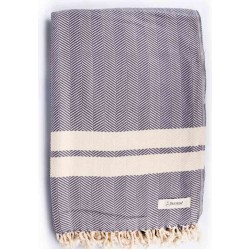 Herringbone XL Throw Blanket  - 63X94 Inches, Anthracite
