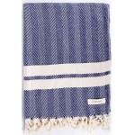 Herringbone XL Throw Blanket  - 63X94 Inches, Dark Blue