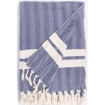 Herringbone XL Throw Blanket  - 63X94 Inches, Dark Blue