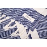 Herringbone XL Throw Blanket  - 63X94 Inches, Dark Blue