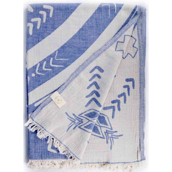 Kona XL Dual Layer Throw Blanket  - 78X94 Inches, Grey Blue