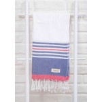 Nova Turkish Towel - 39X79 Inches, Dark Blue/White