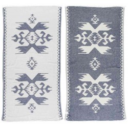 Oaxaca Dual-Layer Turkish Towel -37X70 Inches, Dark Blue