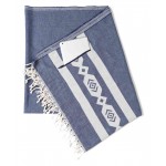 Acapulco Organic Turkish Towel with Zipper Pocket - 37X70 Inches, Navy