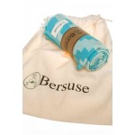 Barbados Organic Turkish Towel with Zipper Pocket - 37X70 Inches, Aqua/Natural