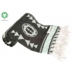 Campeche Organic Turkish Towel - 37X70 Inches, Black/Mint Green