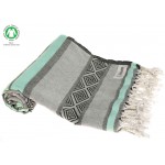 Laguna Organic Turkish Towel - 37X70 Inches, Mint Green/Grey