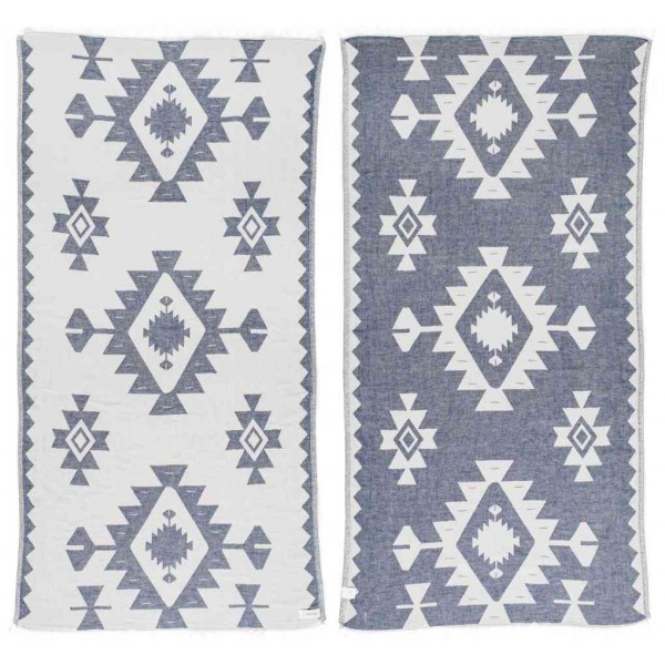 Palenque Dual-Layer Turkish Towel -37X70 Inches, Dark Blue