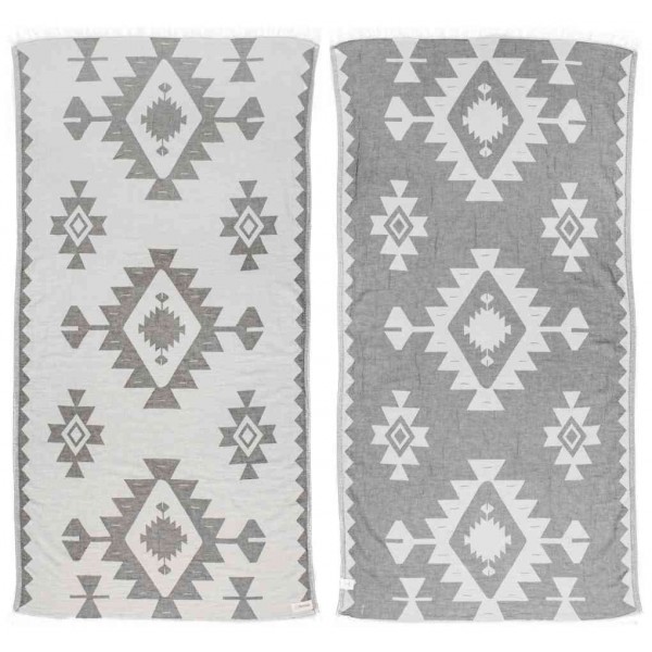 Palenque Dual-Layer Turkish Towel -37X70 Inches, Silver Gray