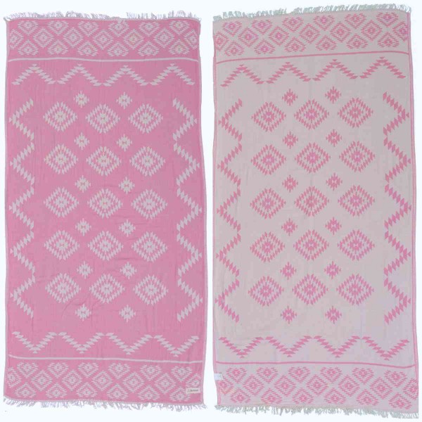 Teotihuacan Dual-Layer Turkish Towel - 37X70 Inches, Pink