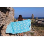 Teotihuacan Dual-Layer Turkish Towel - 37X70 Inches, Turquoise