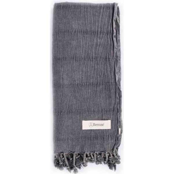 Troy Stonewashed Turkish Towel - 33X66 Inches, Black