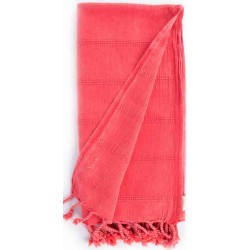 Troy Stonewashed Turkish Towel - 33X66 Inches, Coral