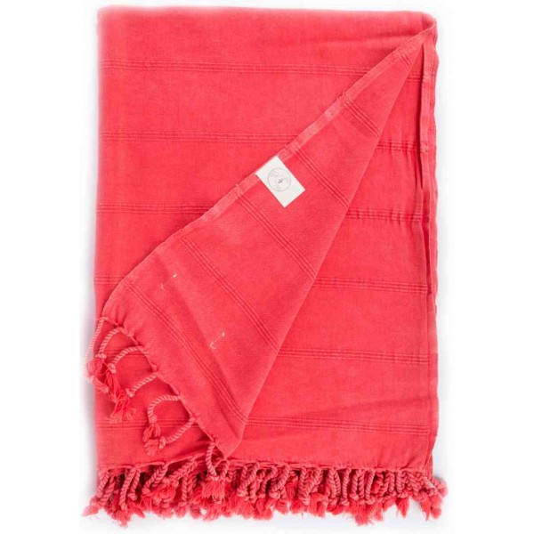 Troy XL Stonewashed Throw Blanket  - 60X82 Inches, Coral