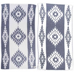 Tulum Dual-Layer Turkish Towel - 37X70 Inches, Dark Blue