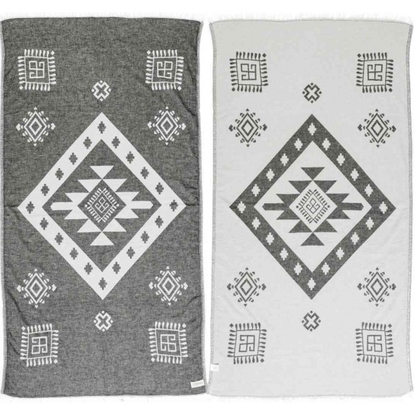 Veracrus Dual-Layer Turkish Towel -37X70 Inches, Black