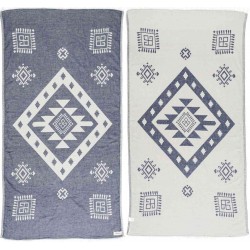 Veracrus Dual-Layer Turkish Towel -37X70 Inches, Dark Blue