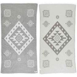 Veracrus Dual-Layer Turkish Towel -37X70 Inches, Silver Gray