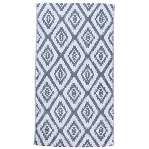 Zipolite Dual-Layer Turkish Towel - 37X70 Inches, Dark Blue/Light Blue