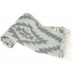 Zipolite Dual-Layer Turkish Towel - 37X70 Inches, Silver Gray/Mint